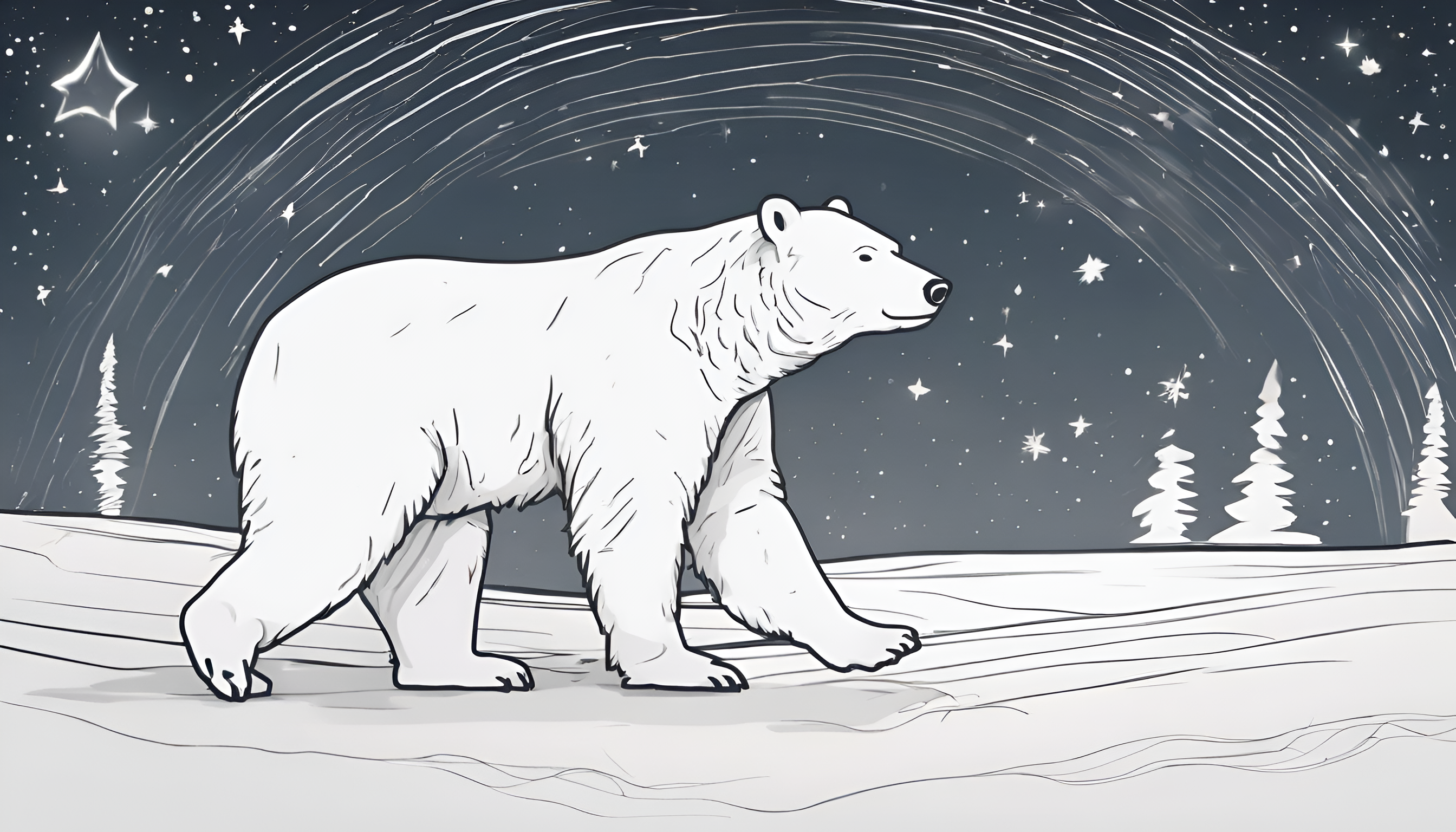 0 The white bear is walking. A polar star shining in esrgan-v1-x2plus